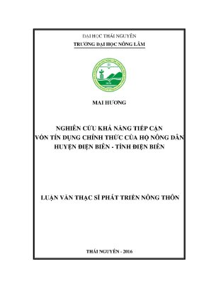 Luận văn thạc sĩ nghiên cứu khả năng tiếp cận tín dụng chính thức của hộ nông dân huyện điện biên tỉnh điện biên