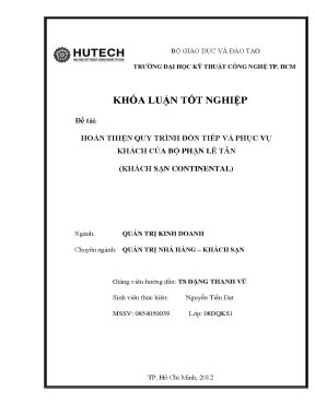 Luận văn hoàn thiện quy trình đón tiếp và phục vụ khách của bộ phận lễ tân khách sạn continental docx