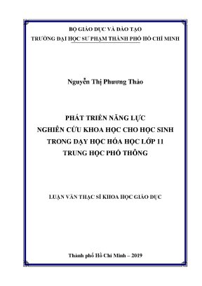 Luận văn thạc sĩ phát triển năng lực nghiên cứu khoa học cho học sinh trong dạy học hóa học lớp 11 trung học phổ thông