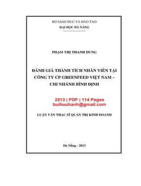 Luận văn thạc sĩ quản trị kinh doanh đánh giá thành tích nhân viên tại công ty cổ phần greenfeed việt nam chi nhánh bình định