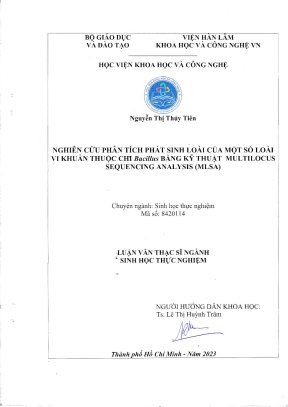 Luận văn thạc sĩ sinh học thực nghiệm nghiên cứu phân tích phát sinh loài của một số loài vi khuẩn thuộc chi bacillus bằng kỹ thuật multilocus sequencing analysis mlsa