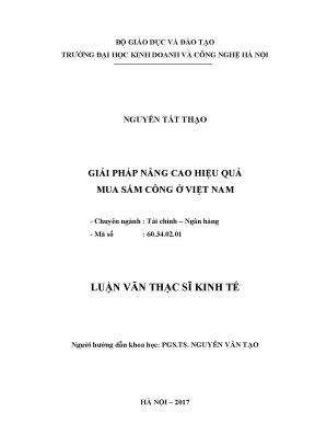 Luận văn thạc sĩ hubt nâng cao hiệu quả mua sắm công ở việt nam