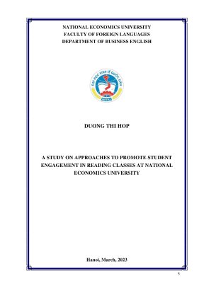 Chuyên đề tốt nghiệp a study on approaches to promote student engagement in reading classes at national economics university