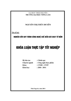 Luận văn thạc sĩ nghiên cứu quy trình công nghệ chế biến giò chay từ nấm