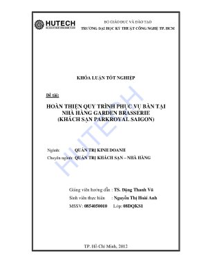 Luận vănhoàn thiện quy trình phục vụ bàn tại nhà hàng garden brasserie khách sạn parkroyal sai gon pot
