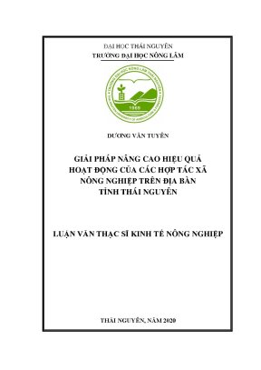 Luận văn thạc sĩ giải pháp nâng cao hiệu quả hoạt động của các hợp tác xã nông nghiệp trên địa bàn tỉnh thái nguyên
