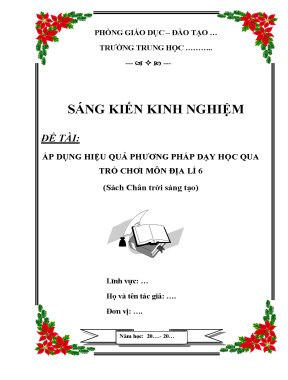 Áp dụng hiệu quả phương pháp dạy học qua trò chơi môn địa lý 6 sách chân trời sáng tạo