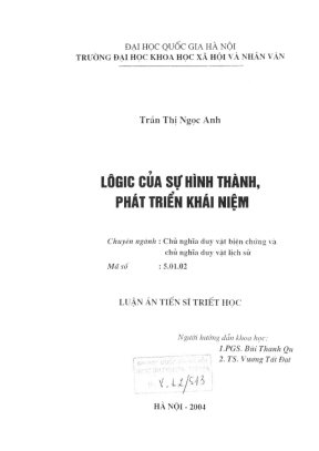 Luận án tiến sĩ triết học logic của sự hình thành phát triển khái niệm