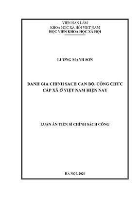 Luận văn thạc sĩ chính sách công đánh giá chính sách cán bộ công chức cấp xã ở việt nam hiện nay