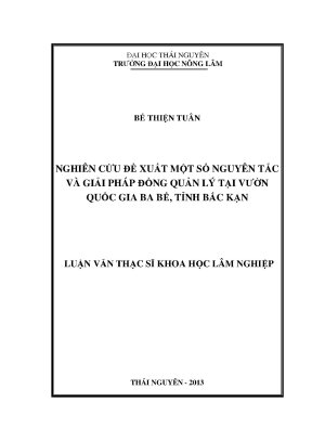 Luận văn thạc sĩ nghiên cứu đề xuất một số nguyên tắc và giải pháp đồng quản lý tại vườn quốc gia ba bể tỉnh bắc kạn