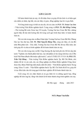 Luận án tiến sĩ dược học nghiên cứu thành phần hóa học tạo chế phẩm có tác dụng sinh học của rễ ba kích việt nam radix morindae officinalis