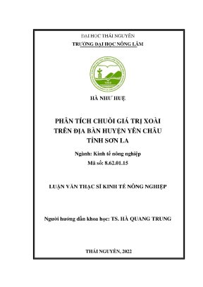 Phân tích chuỗi giá trị xoài trên địa bàn huyện yên châu tỉnh sơn la
