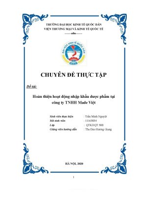 Tiểu luận chuyên đề thực tập đề tài hoàn thiện hoạt động nhập khẩu dược phẩm tại công ty tnhh made việt