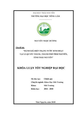 Khóa luận tốt nghiệp đánh giá hiện trạng nước sinh hoạt tại xã quyết thắng thành phố thái nguyên