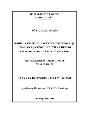 Luận văn thạc sĩ quản trị kinh doanh nghiên cứu sự hài lòng đối với công việc của cán bộ công chức viên chức sở công thương thành phố đà nẵng