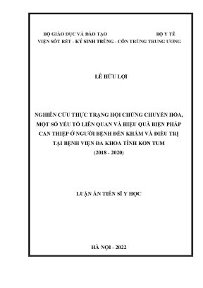 Luận án tiến sĩ nghiên cứu thực trạng hội chứng chuyển hóa một số yếu tố liên quan và hiệu quả biện pháp can thiệp ở người bệnh đến khám và điều trị tại bệnh viện đa khoa tỉnh kon tum