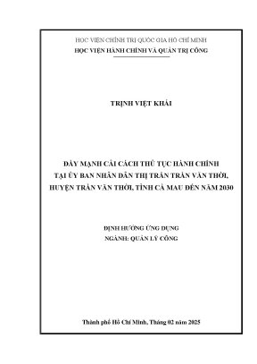 Trịnh việt khái đề án đẩy mạnh cctthc tại ubnd thị trấn trần văn thời huyện trần văn thời tỉnh cà mau đến năm 2030 lâm long gil