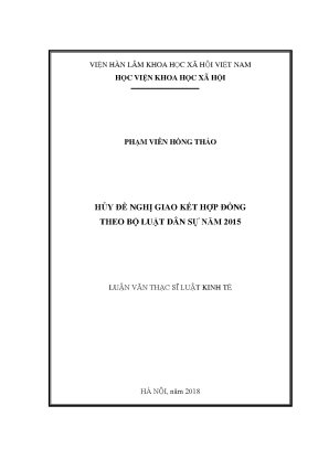 Luận văn thạc sĩ luật tố tụng dân sự hủy đề nghị giao kết hợp đồng theo bộ luật dân sự 2015