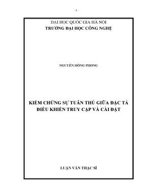 Luận văn thạc sĩ kiểm chứng sự tuân thủ giữa đặc tả điều khiển truy cập và cài đặt