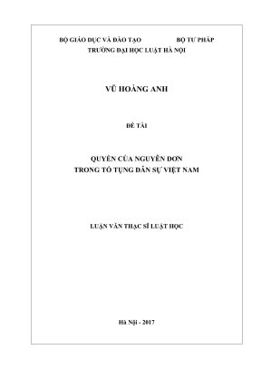 Luận văn thạc sĩ luật học quyền của nguyên đơn trong tố tụng dân sự việt nam