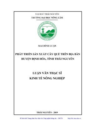 Luận văn thạc sĩ phát triển sản xuất cây quế trên địa bàn huyện định hóa tỉnh thái nguyên