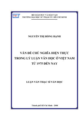 Luận văn thạc sĩ văn học vấn đề chủ nghĩa hiện thực trong lý luận văn học ở việt nam từ 1975 đến nay