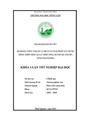 Luận văn đánh giá thực trạng và giải pháp phát triển chương trình xây dựng nông thôn mới tại xã thiết ống huyện bá thước tỉnh thanh hóa