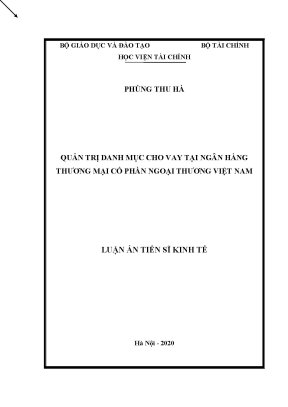 Luận án tiến sĩ quản trị danh mục cho vay tại ngân hàng thương mại cổ phần ngoại thương việt nam