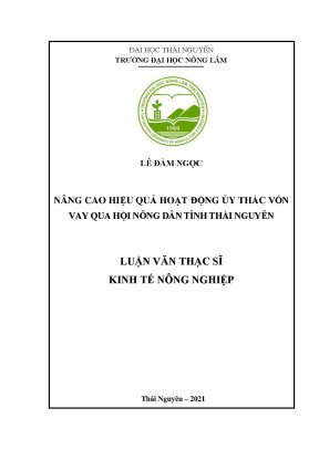 Luận văn thạc sĩ nâng cao hiệu quả hoạt động ủy thác vốn vay qua hội nông dân tỉnh thái nguyên