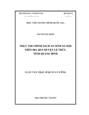 Luận văn thạc sĩ quản lý công thực thi chính sách an sinh xã hội trên địa bàn huyện lệ thủy tỉnh quảng bình