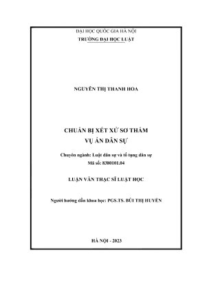 Luận văn chuẩn bị xét xử sơ thẩm vụ án dân sự