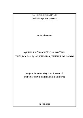 Luận văn thạc sĩ quản lý kinh tế quản lý công chức cấp phường trên địa bàn quận cầu giấy thành phố hà nội