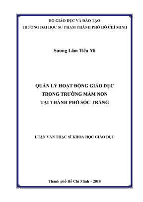 Luận văn thạc sĩ quản lý hoạt động giáo dục trong trường mầm non tại thành phố sóc trăng