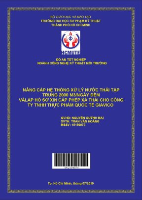 Đồ án hcmute nâng cấp hệ thống xử lý nước thải tập trung 2000m3 ngày đêm và lập hồ sơ xin cấp phép xả thải cho công ty tnhh thực phẩm quốc tế giavico