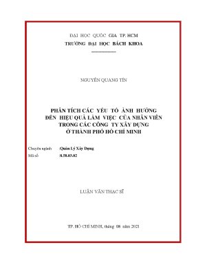 Luận văn thạc sĩ quản lý xây dựng phân tích các yếu tố ảnh hưởng đến hiệu quả làm việc của nhân viên trong các công ty xây dựng ở thành phố hồ chí minh