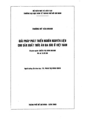 Luận văn thạc sĩ giải pháp phát triển nguồn nguyên liệu cho sản xuất thức ăn gia súc ở việt nam luận văn thạc sĩ
