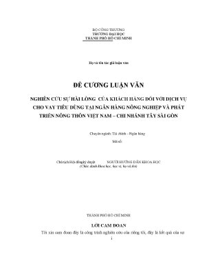 Luận văn thạc sĩ nghiên cứu sự hài lòng của khách hàng đối với dịch vụ cho vay tiêu dùng tại ngân hàng nông nghiệp và phát triển nông thôn việt nam chi nhánh tây sài gòn