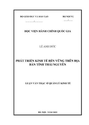 Luận văn thạc sĩ quản lý kinh tế phát triển kinh tế bền vững trên địa bàn tỉnh thái nguyên