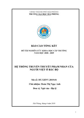 Đề tài nghiên cứu khoa học cấp trường hệ thống truyền thuyết phạm nhan của người việt ở bắc bộ