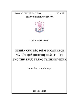 Luận án tiến sĩ nghiên cứu đặc điểm di căn hạch và kết quả điều trị phẫu thuật ung thư trực tràng tại bệnh viện k