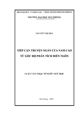 Luận văn thạc sĩ ngôn ngữ học tiếp cận truyện ngắn của nam cao từ góc độ phân tích diễn ngôn