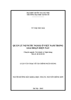 Luận văn thạc sĩ quản lý nợ nước ngoài ở việt nam trong giai đoạn hiện nay