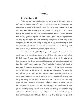 Luận văn nhiệm vụ của nhân viên công tác xã hội tại trung tâm phục hồi chức năng bệnh viện bạch mai thành phố hà noi
