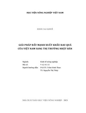 Luận án tiến sĩ giải pháp đẩy mạnh xuất khẩu rau quả của việt nam sang thị trường nhật bản