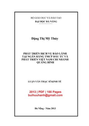 Luận văn thạc sĩ quản trị kinh doanh phát triển dịch vụ bảo lãnh tại ngân hàng tmcp đầu tư và phát triển việt nam chi nhánh quảng bình