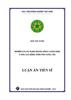 Luận án tiến sĩ nghiên cứu sử dụng nguồn năng lượng điện ở khu vực nông thôn tỉnh hưng yên