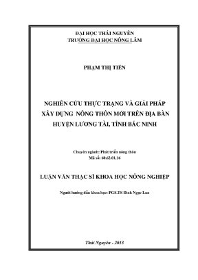 Luận văn thạc sĩ nghiên cứu thực trạng và giải pháp xây dựng nông thôn mới trên địa bàn huyện lương tài tỉnh bắc ninh