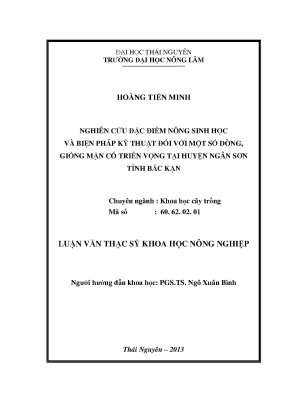 Luận văn thạc sĩ nghiên cứu đặc điểm nông sinh học và biện pháp kỹ thuật đối với một số dòng giống mận có triển vọng tại huyện ngân sơn tỉnh bắc kạn