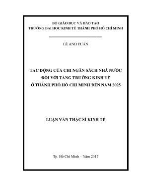 Luận văn thạc sĩ tác động của chi ngân sách nhà nước đối với tăng trưởng kinh tế ở thành phố hồ chí minh đến năm 2025