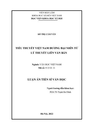 Luận án tiến sĩ tiểu thuyết việt nam đương đại nhìn từ lý thuyết liên văn bản